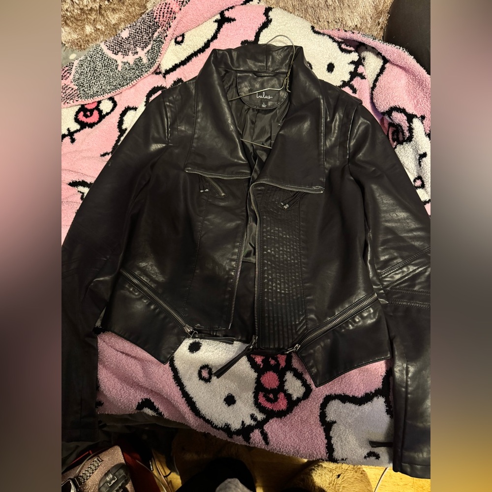 Lulu's Black Faux Leather Jacket